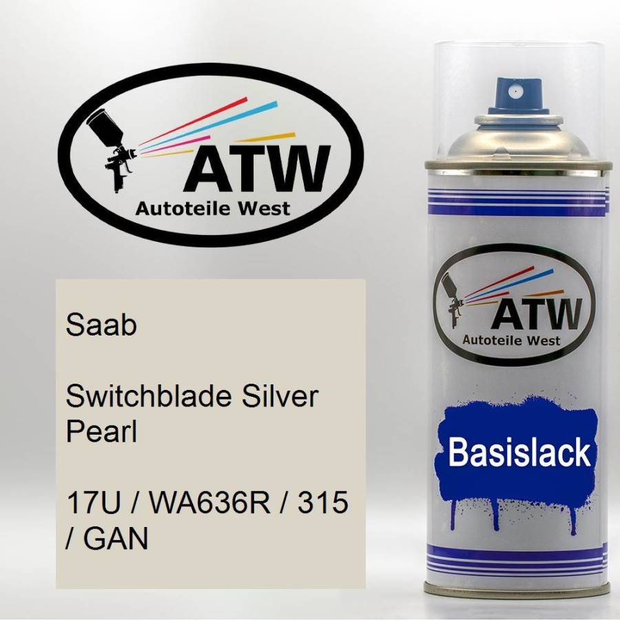 Saab, Switchblade Silver Pearl, 17U / WA636R / 315 / GAN: 400ml Sprühdose, von ATW Autoteile West.
